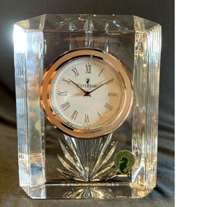 Vintage WATERFORD CRYSTAL Time Pieces Colonnade Desk Clock 6" Tall Ireland NEW